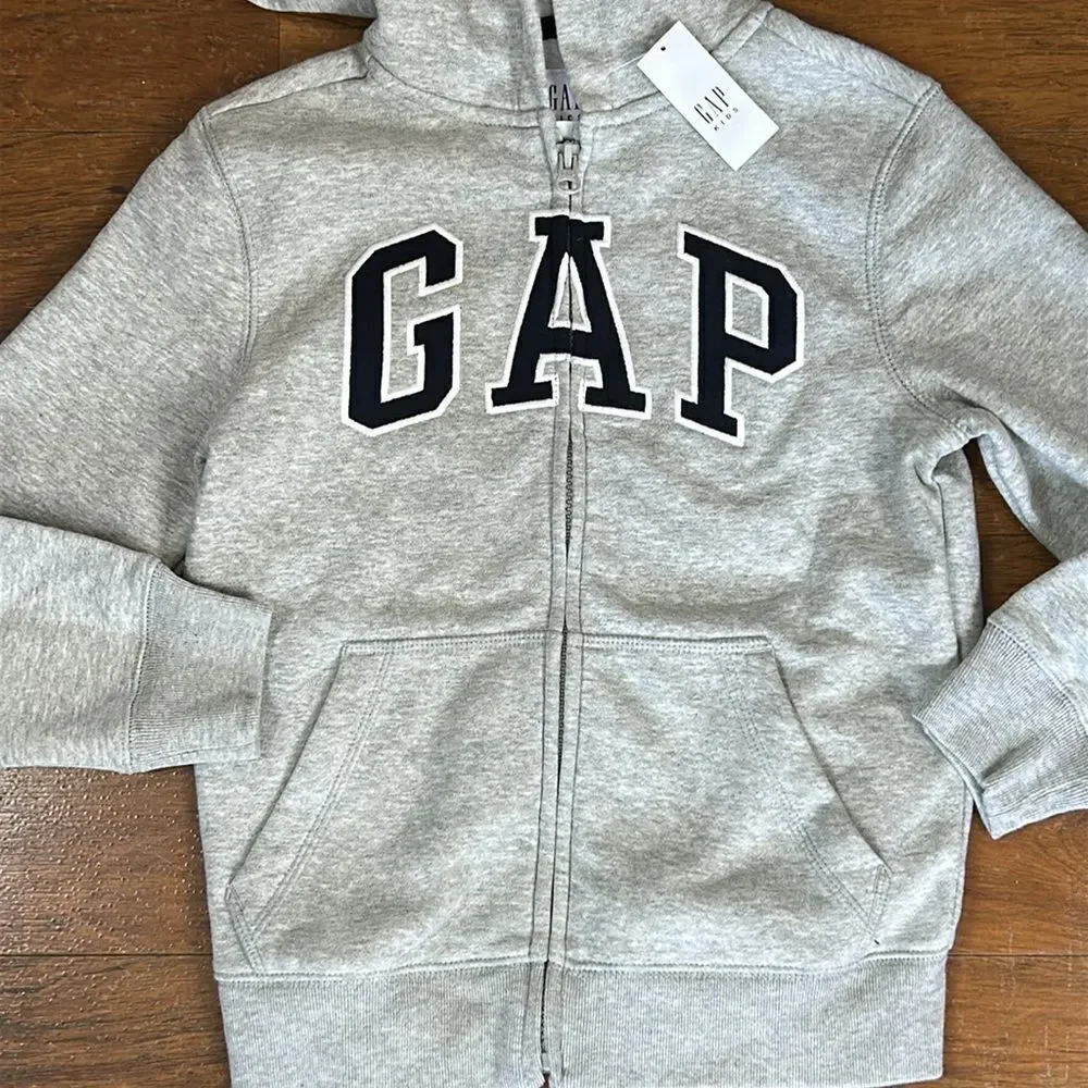 New boys girls Kids Vintage Soft GAP Logo Hoodie small 6-7 NWT GRAY jacket